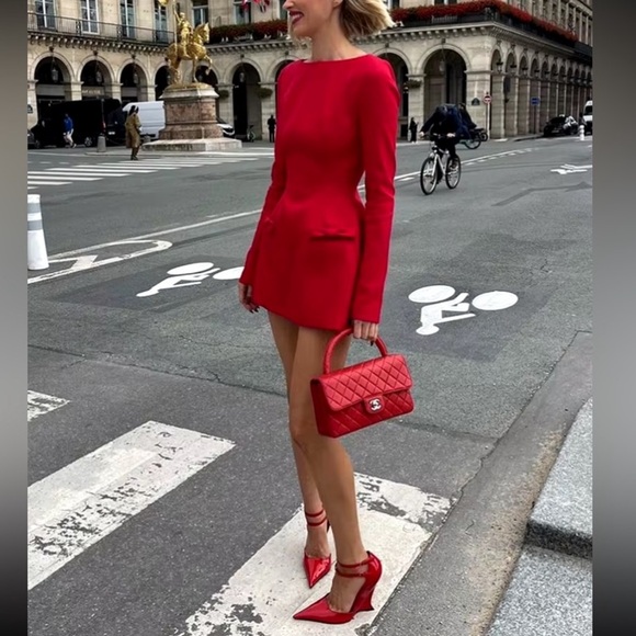 🎉Look stunning in this Perfect Red Or Black Double Bow Mini Dress - Picture 3 of 13